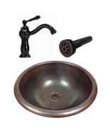 15" Round Copper Drop In Bathroom Sink with 9" ORB Faucet with Drain (CO... - $279.95