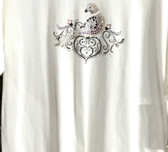 Christine Alexander 100% cotton CREW neck t-shirt dove heart size 2x - $647.93 MXN