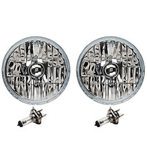 7&quot; Crystal Glass/Metal Headlight 60/55 Halogen H4 Clear Light Bulb Headlamp Pair - £47.50 GBP