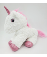 12&quot; White Unicorn White Pink Eyes Mane &amp; Iridescent Feet Plush Toy Toys ... - $14.99