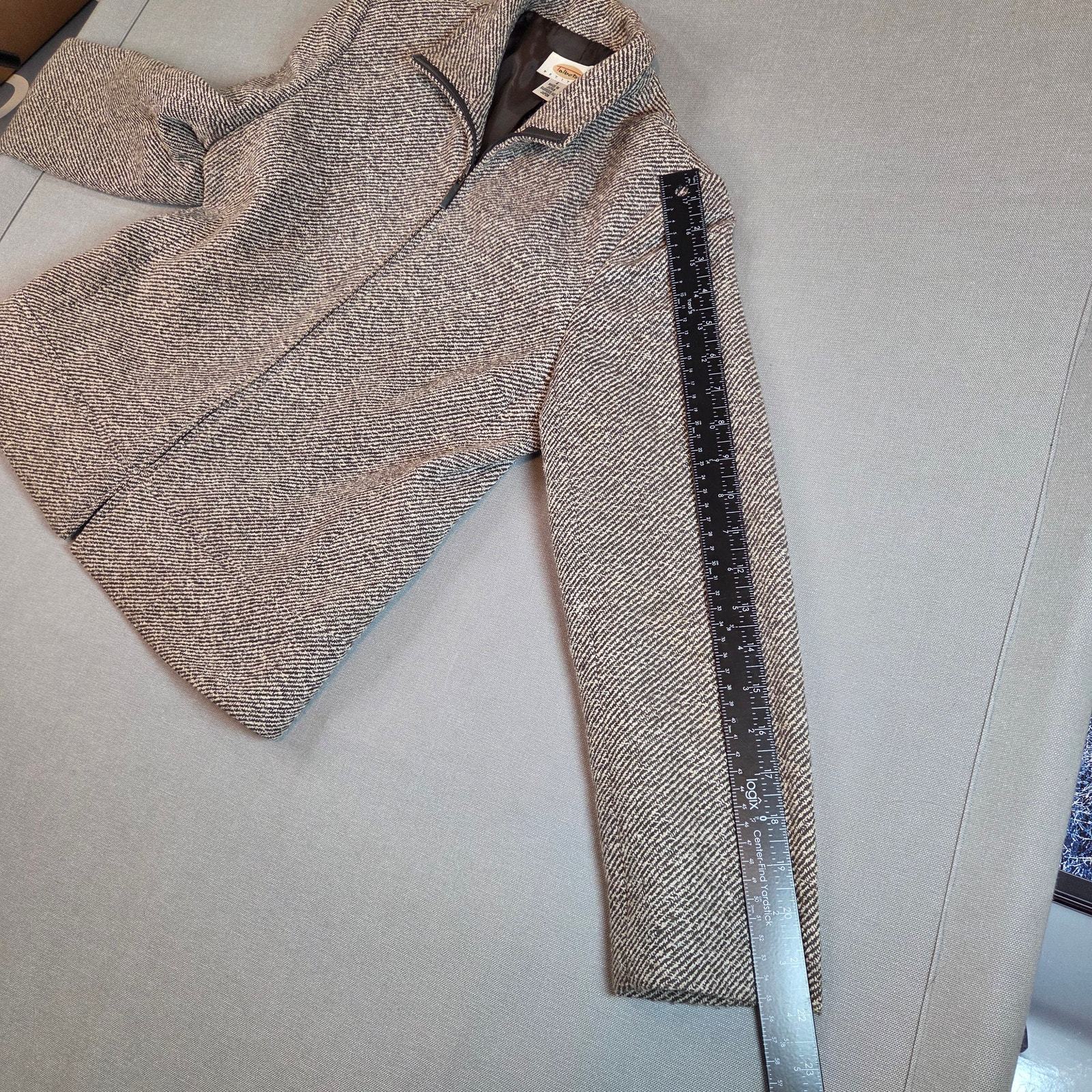 Vintage 90s Talbots Wool Silk Linen Tweed Jacket Brown Zip Front Women’s 6 Item image 10