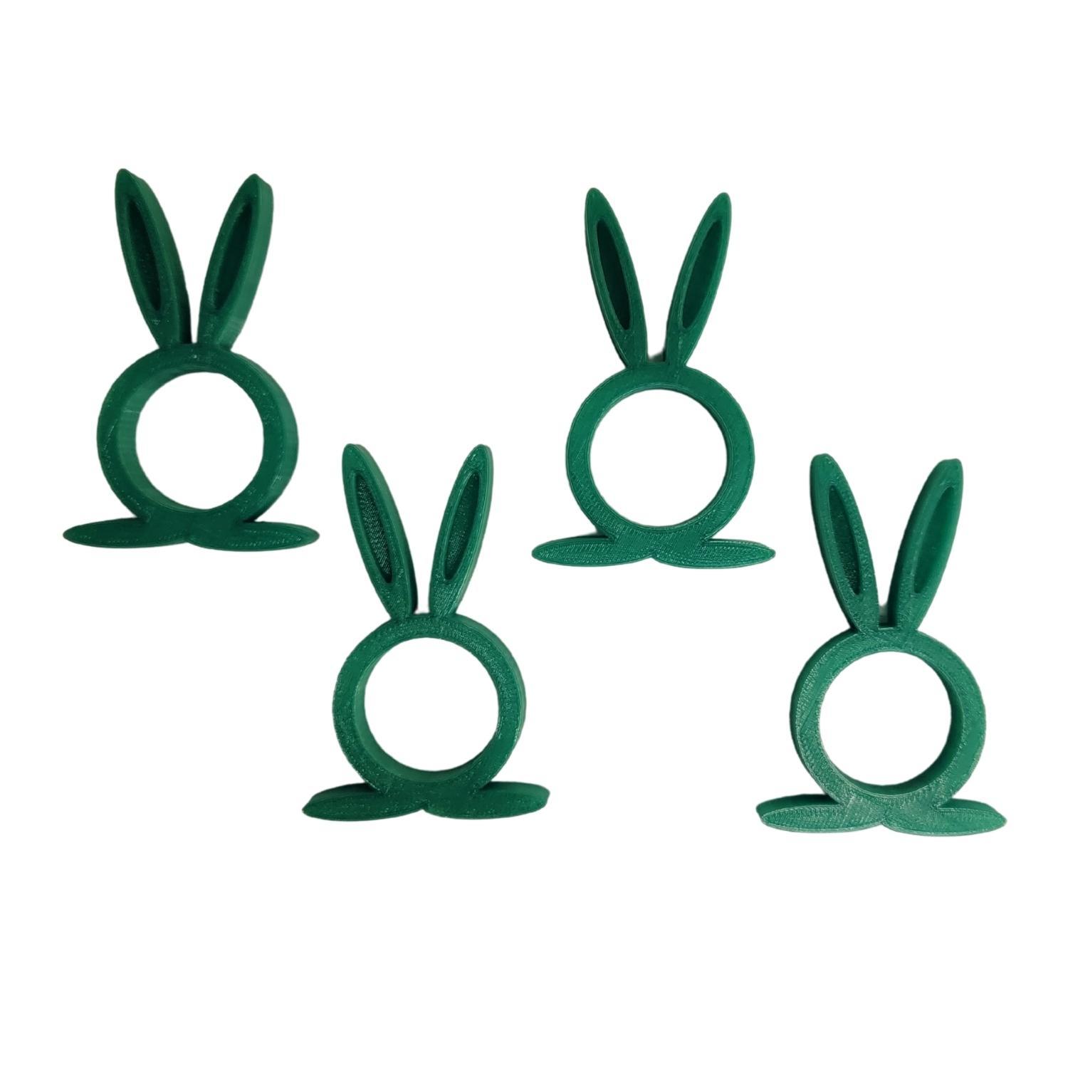 Easter Bunny Rabbit Ears Set of 4 Green Napkin Rings Holders USA PR202-G... - $4.99