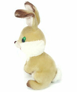 Vintage Stuffed Animal Bunny Rabbit Yellow Green Eyes Plush Toy Felt Nos... - $14.54