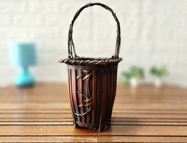 Handmade Vintage bamboo Flower Basket from Indonesia (Circa 1985)log basket-farm - £93.99 GBP