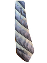Perry Ellis Portfolio Men’s Blue Silver Striped Silk Designer Necktie - £8.56 GBP