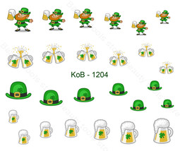Nail Art Water Transfer Sticker St. Patrick &#39;s Day Green Hat Gold Coin K... - $55.85 MXN