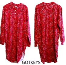 Gotkeys Red Paisley Night Gown Sleep Shirt est. size XL 50&quot; bust Lounge ... - £31.10 GBP