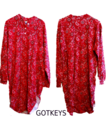 Gotkeys Red Paisley Night Gown Sleep Shirt est. size XL 50&quot; bust Lounge ... - £29.57 GBP