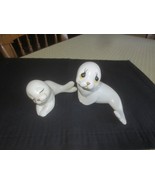 Pair OXFORD White Ceramic MOMMA &amp; HER PUP SEALS - Made in Mexico - £6.28 GBP