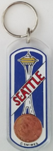 SEATTLE Space Needle Tower, &#39;A Penny Saved is a Penny Earned&#39;  Keychain - £2.95 GBP