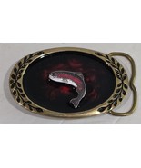 Vintage Heritage Buckles Solid Brass Rainbow Trout Enamel Belt Buckle - $349.86 MXN