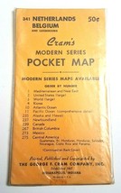 NOS Vtg 1950&#39;s Cram&#39;s Modern Series Pocket Map Netherlands Belgium #341 Sealed - £10.45 GBP