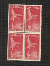 NEW ZEALAND - 1947 Red Health 2d + 1d stamp - full block of 4 - MNH - OG - $2.98