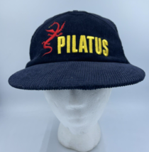 Vtg Corduroy Hat Mt Pilatus Luzern Switzerland Dragon Adjustable Black Cap - $11.97