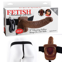 Pipedream Fetish Fantasy 9 in. Vibrating Hollow Strap-On with Balls Brow... - $63.50
