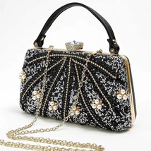 Rhinestones Leaves Decor Evening Bag  Full  Banquet Bags For Female Fashion Shin - £76.35 GBP