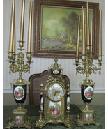 Limoges Two 5 Stick Candelabra Gilded Brass Blue Sevres Porcelain quartz... - $1,567.44