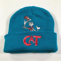 Vintage Cat In The Hat Beanie Teal Blue White Red Embroidered 2003 Youth... - £11.00 GBP
