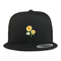 Trendy Apparel Shop Sunflower Patch 5 Panel Flatbill Trucker Cap - Black - £19.97 GBP+