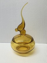 Vintage MCM Viking Glass Amber 11.5” Long Tail Bird Candy Dish Stunning - £123.82 GBP