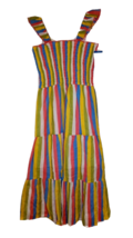 Zunie Girl Girl&#39;s Striped Ruffle Strap Smock Top Maxi Dress - Size: L (1... - $11.61