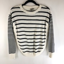 Asos Womens Sweater Rounded Hem Striped Button Detail Black White Size 2 - £9.85 GBP