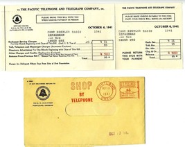 1941 Pacific Telephone &amp; Telegraph Company Monthly Bill &amp; Inserts - $24.72