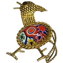 Vintage Estate XO Gold 12K GF Mosaic Millefiori Open Design Bird Brooch Pin#2 - £30.05 GBP