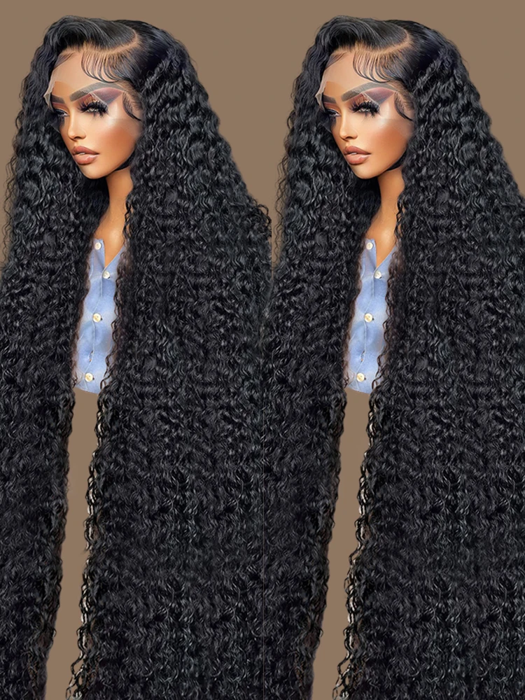 30 40 Inch Water Wave Curly Human Hair Wigs Glueless 13x4 13x6 HD Deep Wave Lace - £67.28 GBP+
