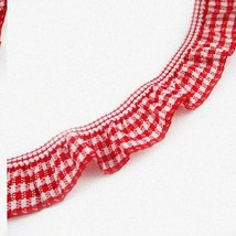 &quot;Red Gingham Ruffle Elastic Trim - 10 Yards of 3/4&quot; Colorful Ribbon&quot; - $463.64 MXN