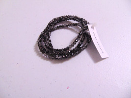 Charter Club 6-1/4&quot; Multi Strand Charcoal/Clear Bead Bracelet B124 - £9.63 GBP