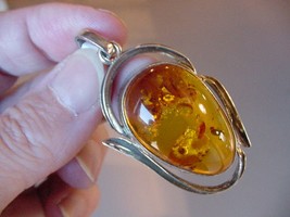 (p60-15) 11.5 Gram Baltic Amber Geometric Oval Swirl 925 Sterling Silver Pendant - £96.99 GBP