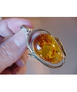 (p60-15) 11.5 gram BALTIC AMBER geometric oval swirl 925 Sterling SILVER... - $165.69 CAD
