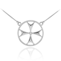 925 Genius Sterling Silver CZ Maltese Cross Necklace 16&quot;,18&quot;,20&quot;,22&quot; Made In USA - £30.03 GBP+