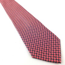 BROOKS BASICS Mens 100% Silk Tie 58.75&quot; x 3.75&quot; Pink &amp; Blue Geometric Ma... - £10.19 GBP