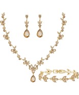 Bridal Wedding Elegant Floral Jewelry Set for Women Brides Bridesmaids C... - £37.27 GBP