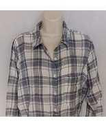 BKE Fitted Plaid Shirt XL White Blue Button Down Women&#39;s - £11.31 GBP