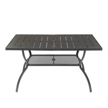 60*38*28.5in Iron With Umbrella Hole Patio Bar Table Black - £231.16 GBP