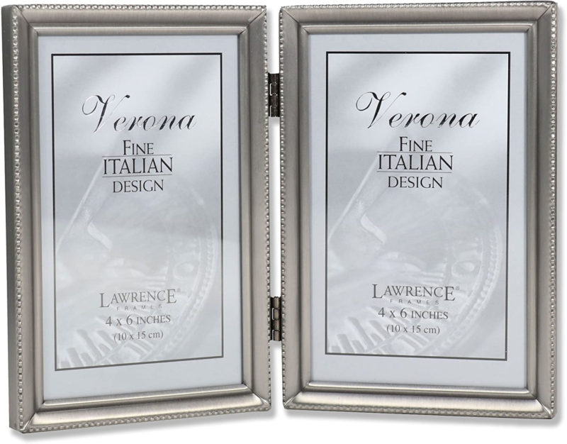 Lawrence 11546D 4-Inch X 6-Inch Metal Pewter Hinged Double Picture Frame - $31.64