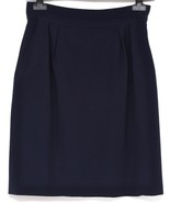 HERMES Navy Blue Skirt Wool Straight Cut Classic Zipper Sz 40 VINTAGE - £148.71 GBP