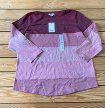 croft &amp; barrow NWT $40 women’s Boatneck stripe pullover sweater Size M pink J7 - £8.83 GBP