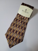 Bill Blass Men’s Designer Fine Silk Neck Tie Earth Tone Geometric Brown Carmel - £11.26 GBP