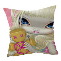 Voodoo in Pink Cute Innocent Girl with a Voodoo Doll Cushion Cover - $21.71 CAD