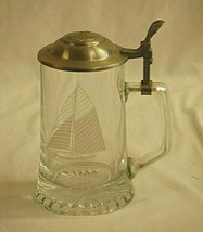 Old Spice ALWE Germany 1901 Columbia Ship Glass Beer Mug Stein w Anchor Lid - £19.08 GBP