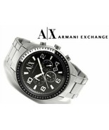 new + box men&#39;s ARMANI EXCHANGE AX1254 ZACHARO Black Logo Face A/X WATCH... - £86.94 GBP