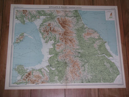 1922 Map Of Northern England Liverpool Manchester York Hull Durham Pennines - £23.03 GBP