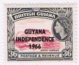 Stamps Guyana Independence 1966 Overprint On 36 Cents Value British Guia... - $1.08