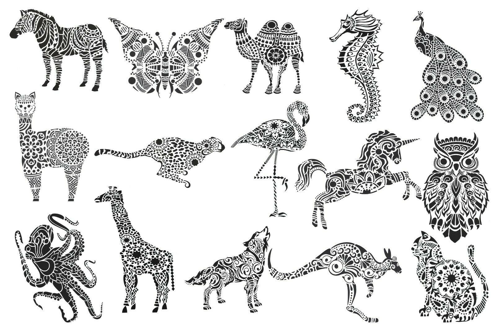 Animal Spray Paint Craft Stencils Mandala Airbrush Designs Llama Butterf... - $7.99
