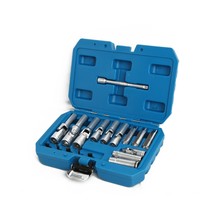 18 Pc 3/8&quot; 1/4&quot; Drive Glow Plug Removal Socket Set Psg Thin Slotted Tool Kit - £53.07 GBP