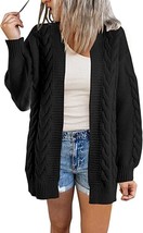 Women&#39;s Black Mid-Length Sweater Front Cardigan Knitted Jacket - Size: M - £13.93 GBP